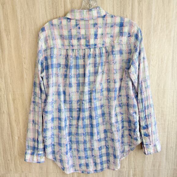 Pilcro And The Letterpress Anthropologie Shirt Womens S Button Up Plaid Splatter - Picture 3 of 13